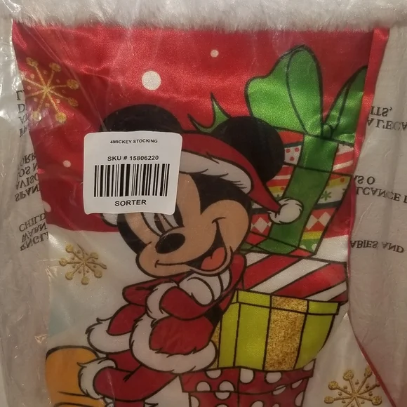 Disney Store Mickey and Minnie Wreath Stocking Holder and Stocking - Picture 2 of 14
